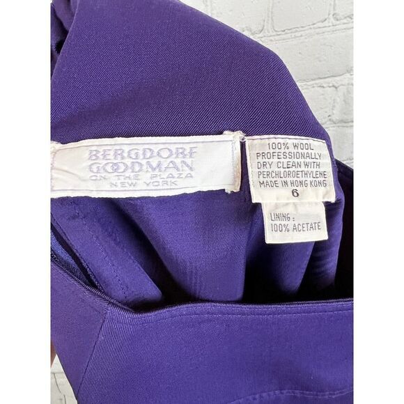 BERGDORF GOODMAN ON THE PLAZA NY violet vintage wrap wool pencil skirt size 6 - Picture 5 of 5